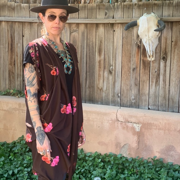 Vintage 70s Flapper Style Kimono Robe Beach Wear - Picture 10 of 11